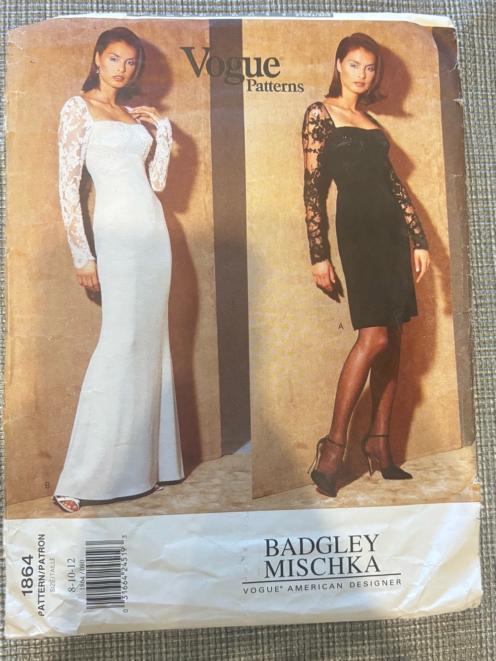 Vintage Dress Sewing pattern Lace-Sleeve Cocktail Dress - Size 8-10-12